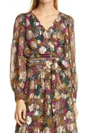 Leia Floral Metallic Wrap Blouse at Nordstrom